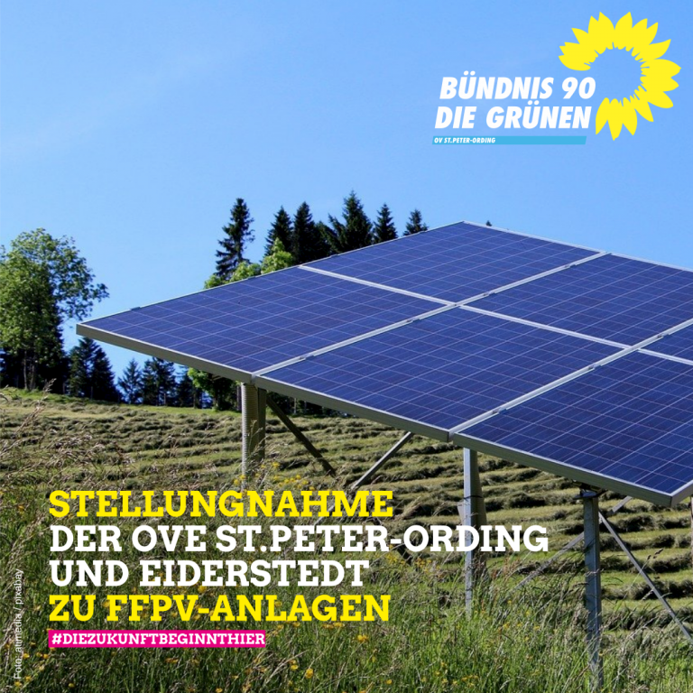 Stellungnahme der Ortsverbände Grüne SPO und Eiderstedt zu FFPV-Solaranlagen